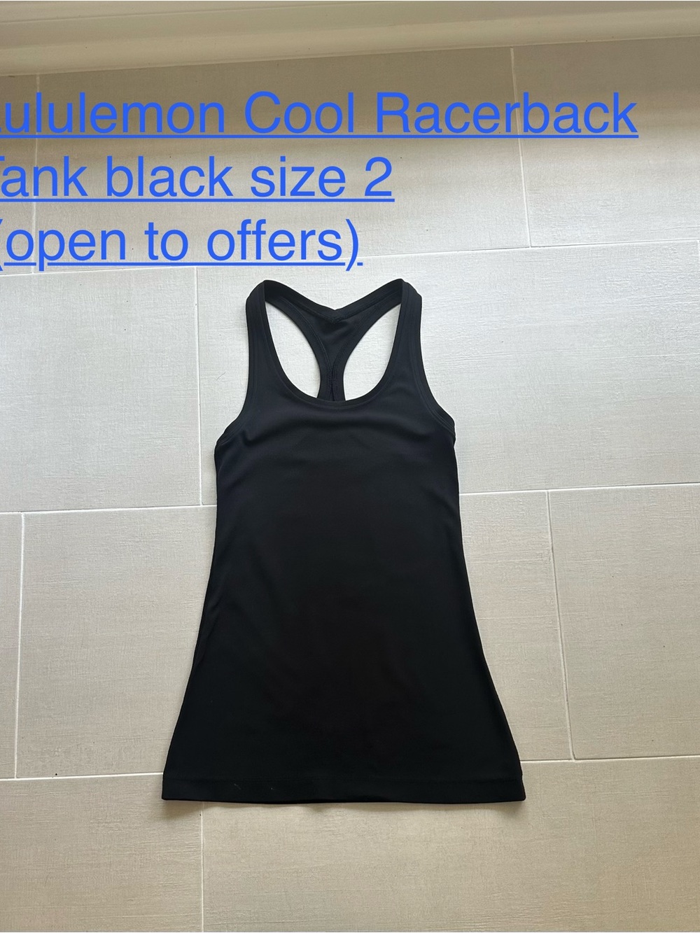 lululemon 2 Black Cool Racerback Tank
